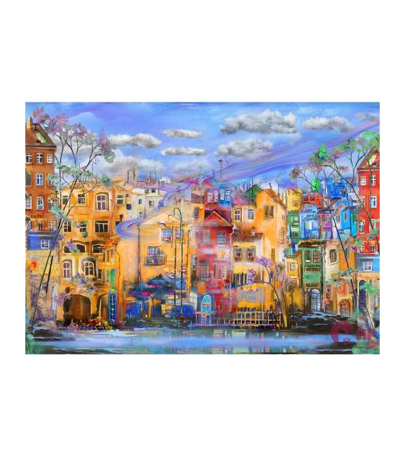 Photo wallpaper 380x270cm Нарисованный город MIR-10010-V4 bitter. MIR