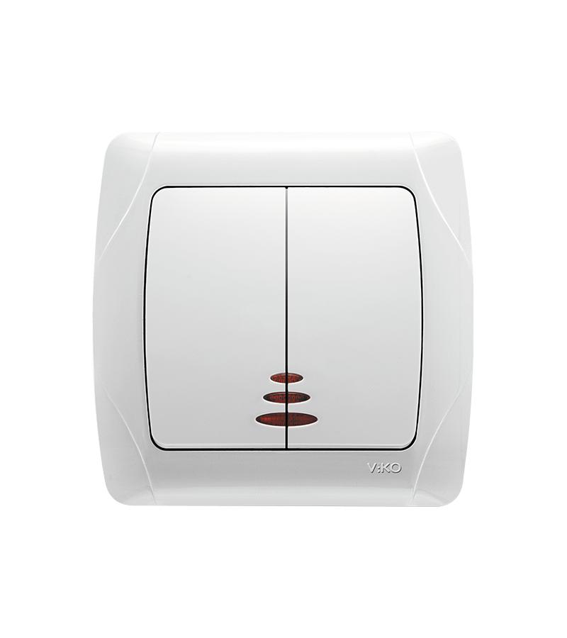 გადამრთველი VIKO CARMEN 2-ნი თეთრი განათებით