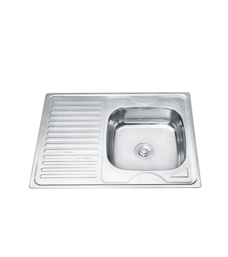 უჟანგავი ლით. ნიჟარა  800*600*180მმ *0.6მმ  სიფონით, მარჯვენა  SL-8060R