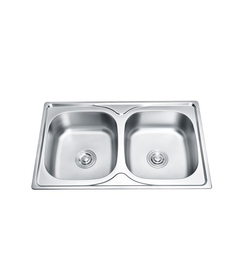 stainless steel Sink 800*500*180mm *0.6mm 2 pcs. insertion with siphon LS-8050G