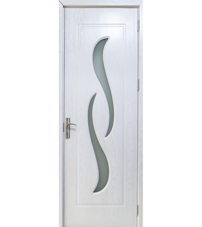Door with glass NEW-01 size 215*80*4 color White Pearl White (AKC-021)