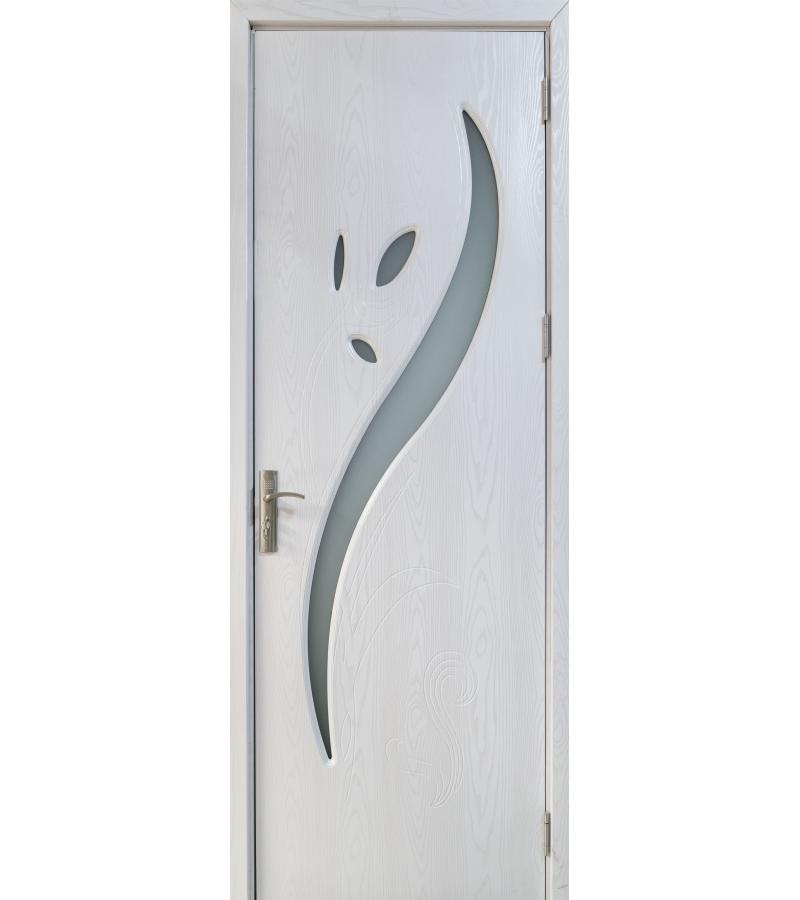 Door with glass NEW-02 size 215*80*4 color Pearl White (AKC-021)