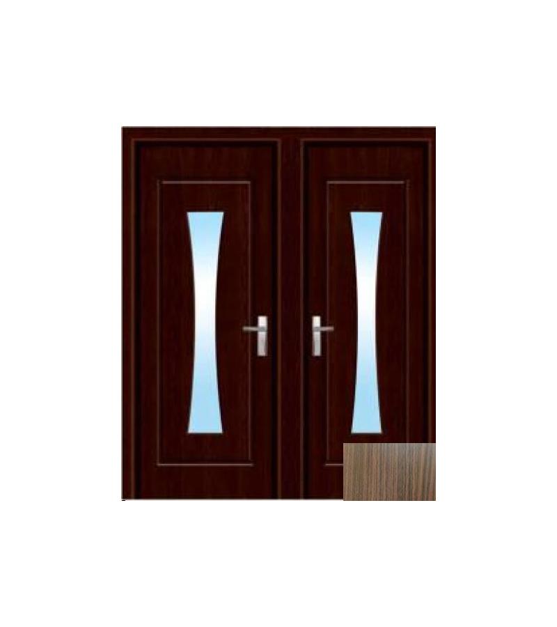 კარი მინით ორიანი  KM-707D ზომა  215*75*75*4 ფერი  Walnut (7-5)