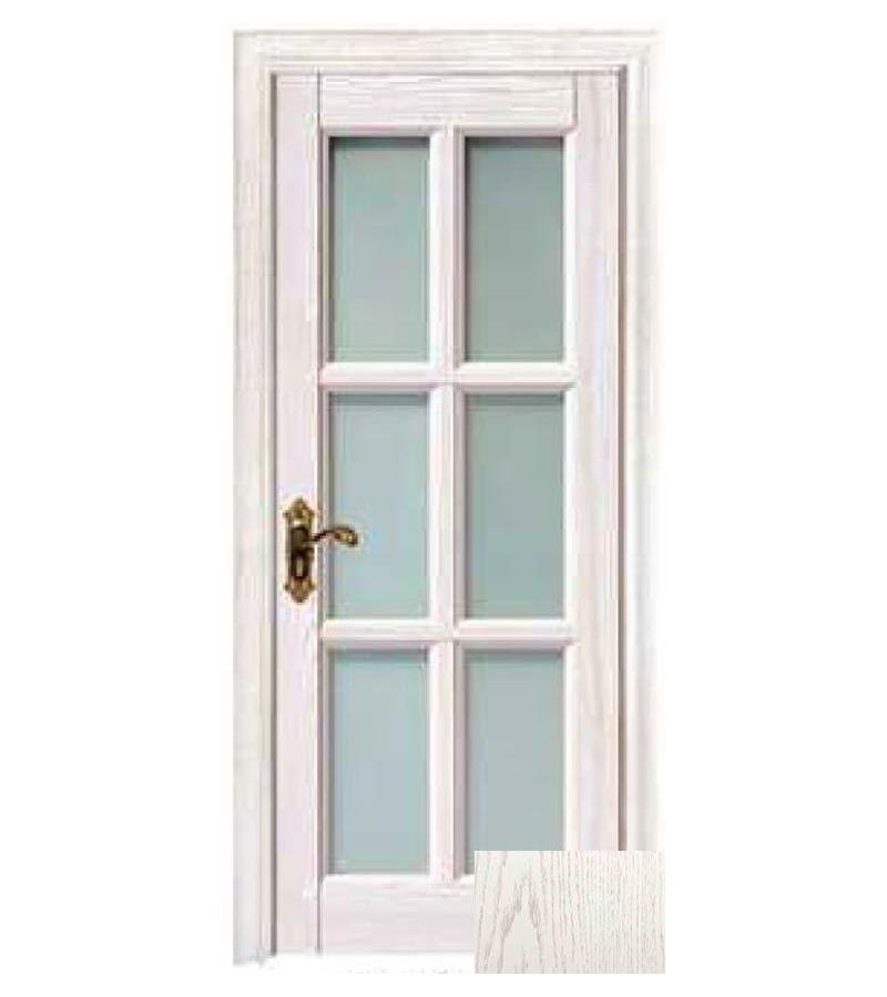 Дверь со стеклом КМС-041 размер 215*80*4 цвет Дуб Белый (КС-002)