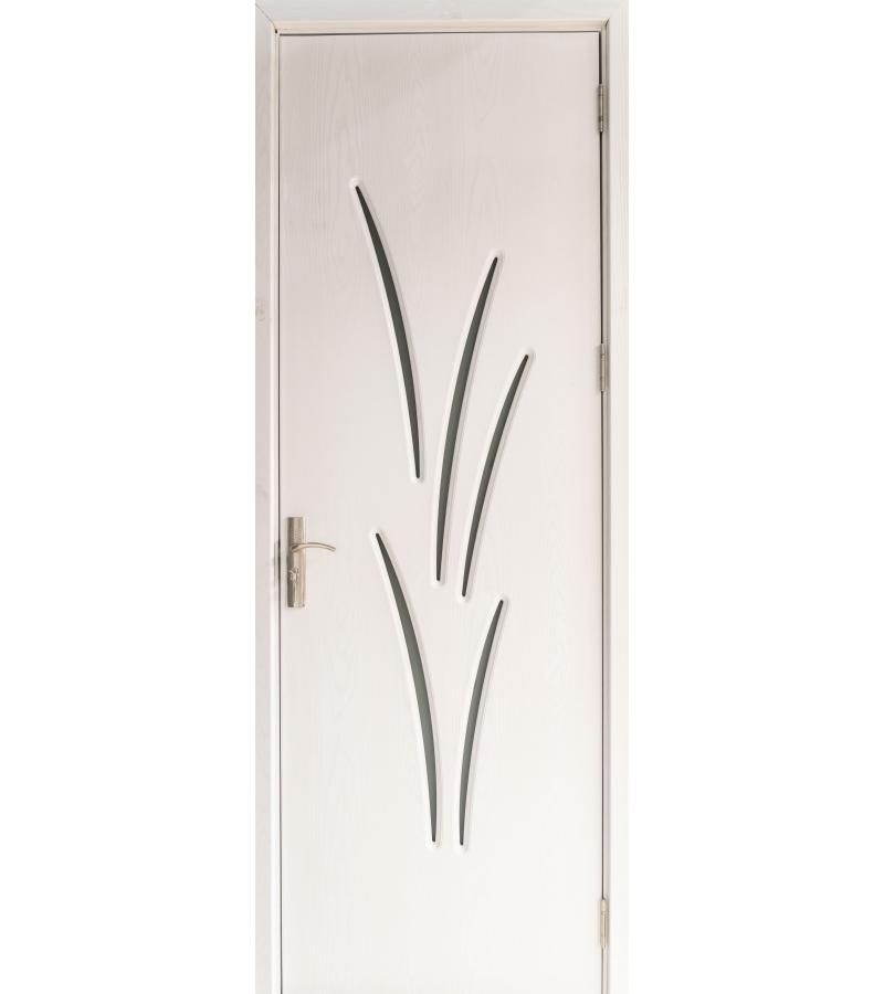 Дверь со стеклом КМ-074 размер 215*70*4 цвет Белый Жемчуг (АКС-021)