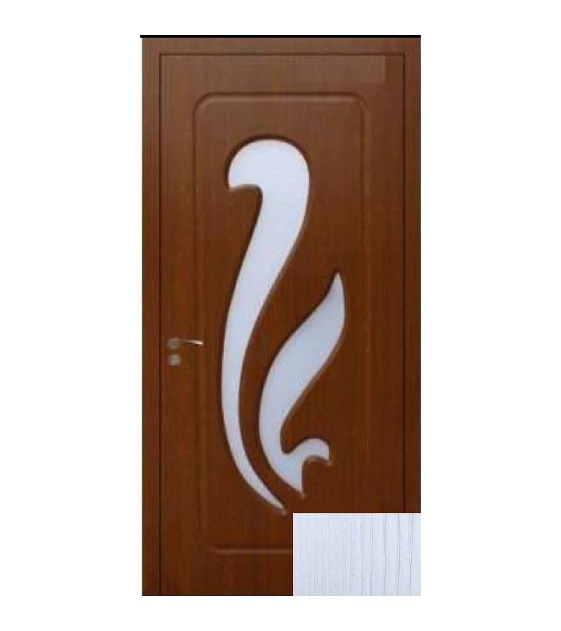 Дверь со стеклом КМ-807 размер 215*80*4 цвет Белый жемчуг (АКС-021)