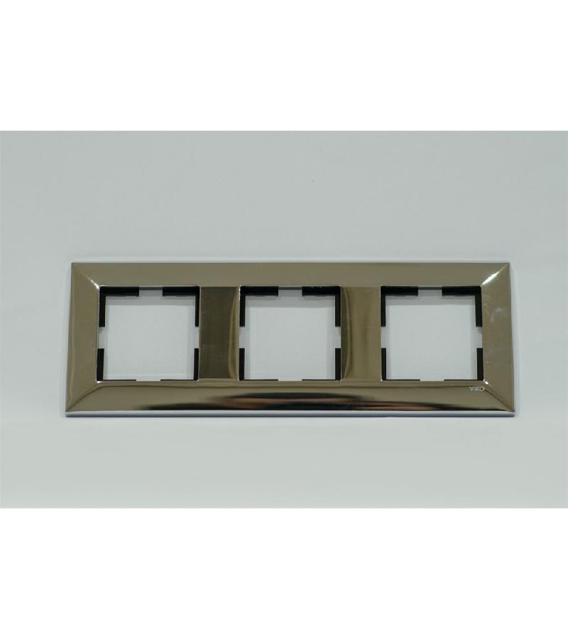 ჩამრთველ-როზეტის ჩარჩო VIKO N/A TRENDA METAL KROM 3-ნი 