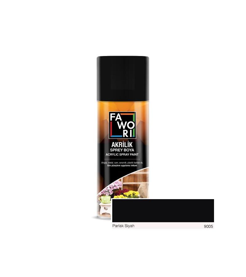 აკრილის საღებავი   FAWORI  აეროზოლი   400მლ.  RAL 9005   პრიალა შავი  (Parlak Siyah)