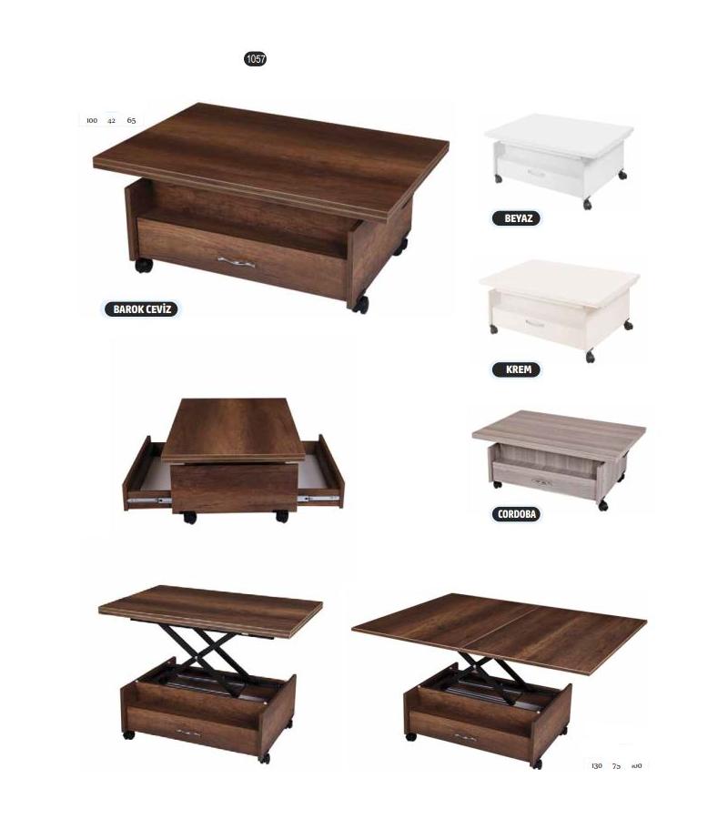 Столик журнальный 1057 раздвижной (100*42*65) цветной. КРЕМ горький. Мобилген