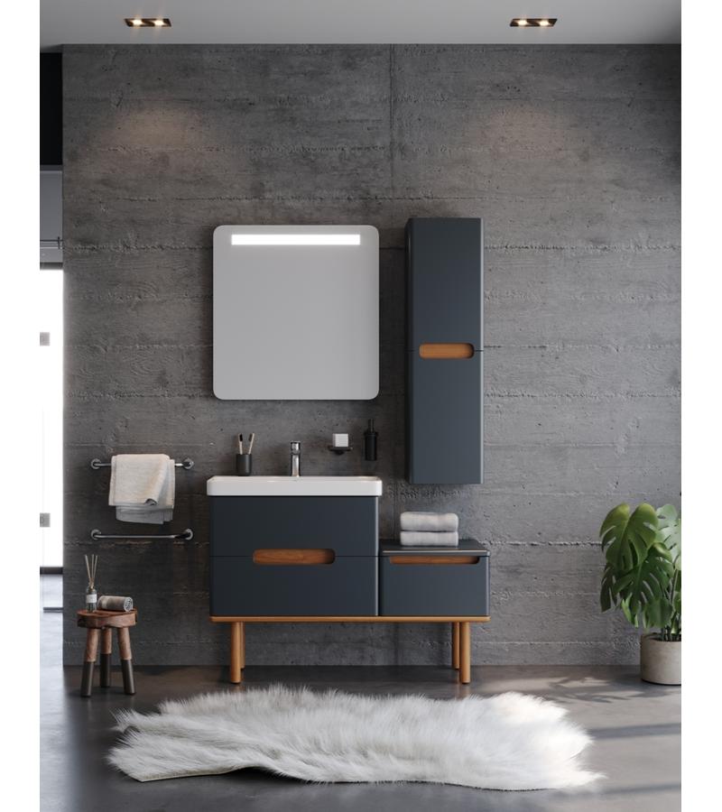 Мебель для ванной комнаты с зеркалом 130 см MASAL 130 Антрацит Серый