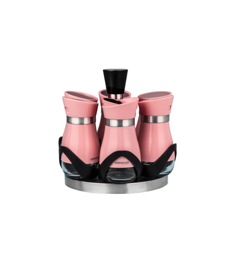 Jar of spices (7 pcs) VERNA PARCA color. PEMBE #153.01.04.1712 / 212.5507PB Bitter. EMSAN