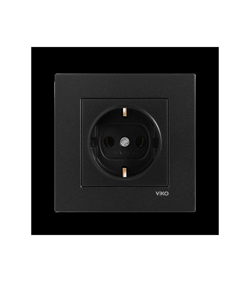 როზეტის მექანიზმი VIKO Novella Fume დამიწებით შავი