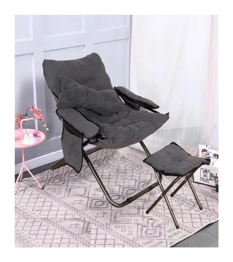 სკამი გასაშლელი  ნაცრისფერი  / ბალიშით