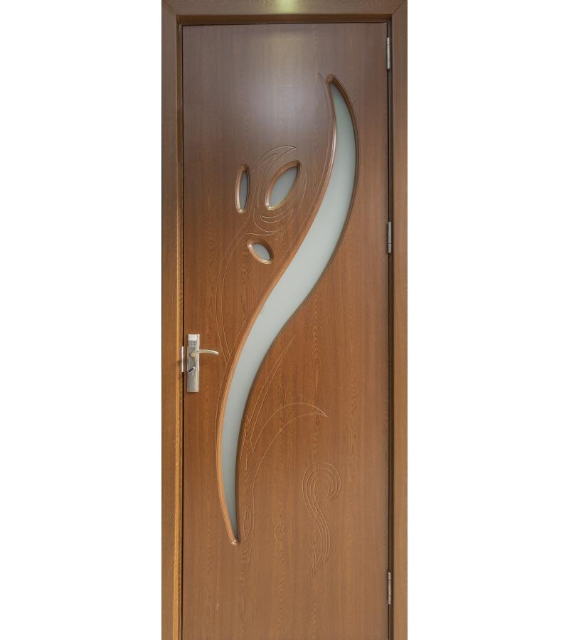 კარი მინით  NEW-02 ზომა  215*80*4 ფერი Oak (1-3)