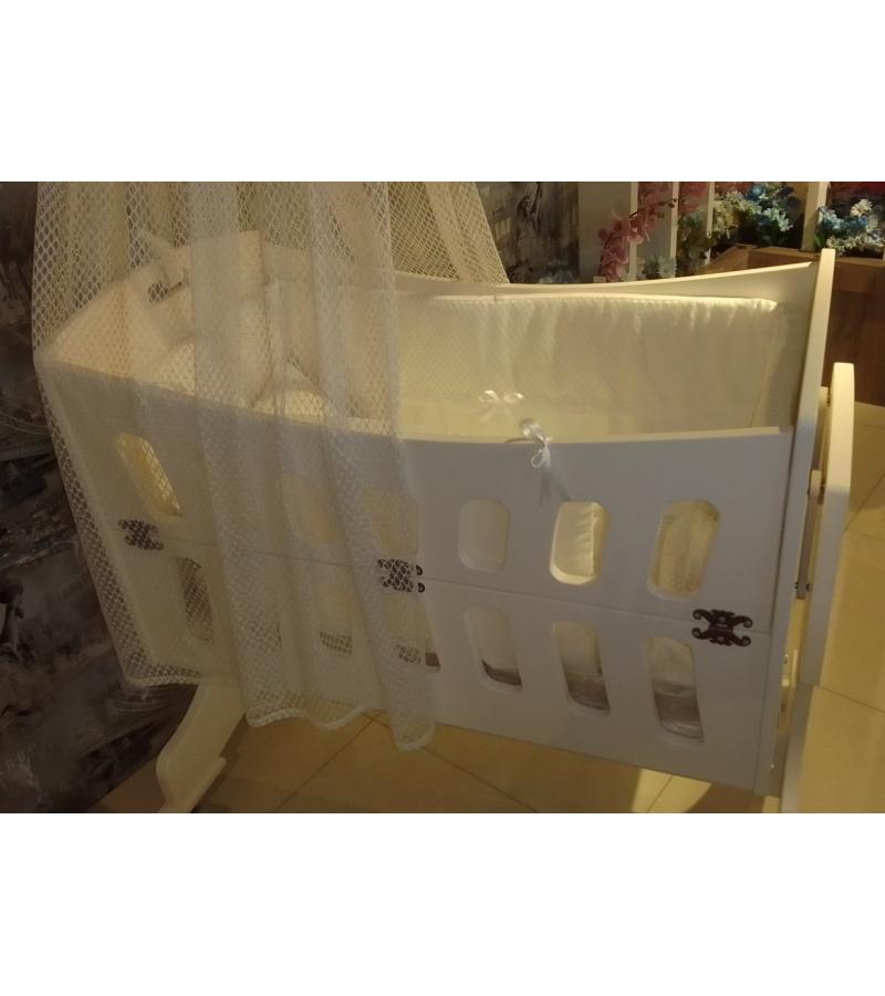 საბავშვო საწოლი თეთრეულით, ლეიბით, მატრასით  SONNO  ზომა. 50*95 სმ  ფერი. KREM   მწარ. OTTO