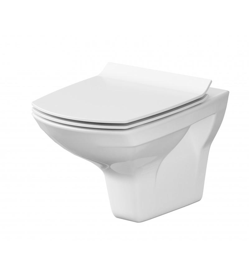 უნიტაზი დასაკიდი  CARINA (S-MZ-CARINA-COn-S-DL-w)  თავსახურით Duroplast, მექანიზმით   მწარ. CERSANIT