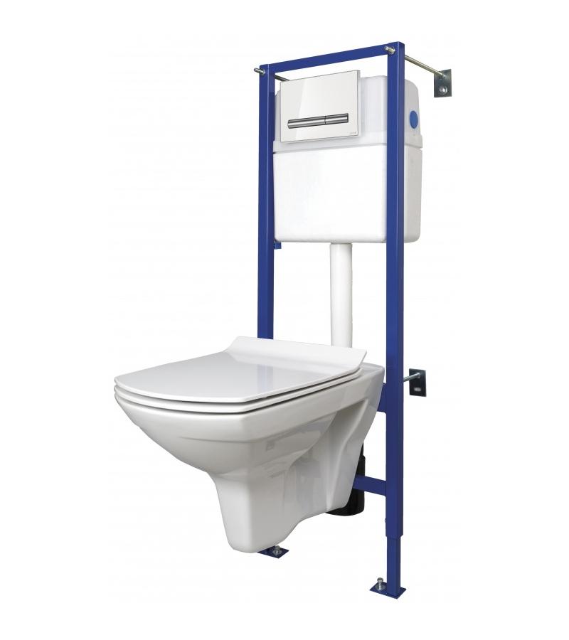 უნიტაზი დასაკიდი ინსტალაციით (თავსახურით მექანიზმით ბაჩოკით)CARINA NEW CLEAR ON  მწარ. CERSANIT