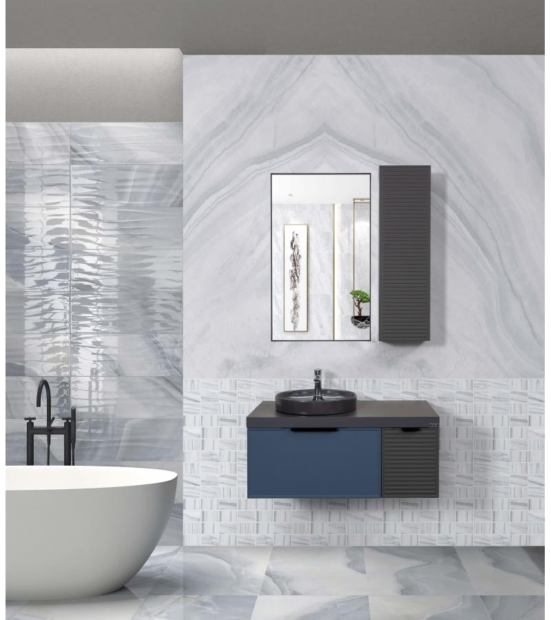 სააბაზანო ავეჯი , ხელსაბანით  100 სმ   SYRMA   ფერი. AGATE GREY-AZURE BLUE   #SYR1000.BS