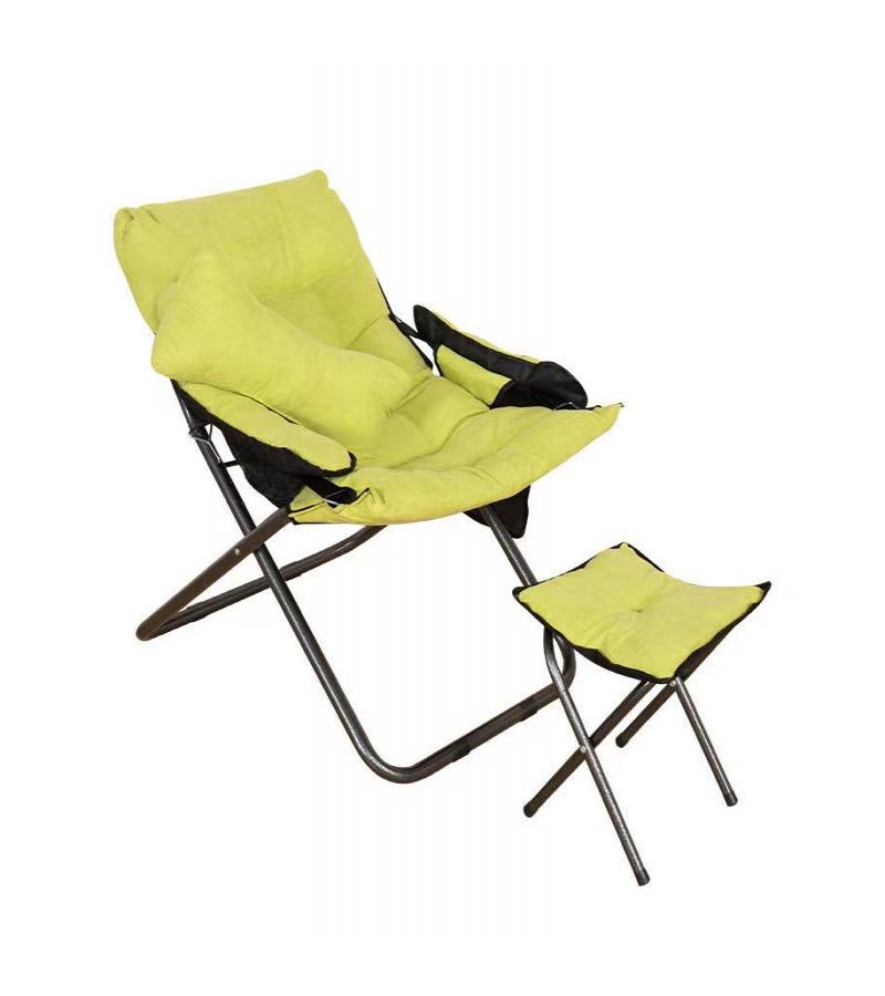 სკამი გასაშლელი  მწვანე  / ბალიშით