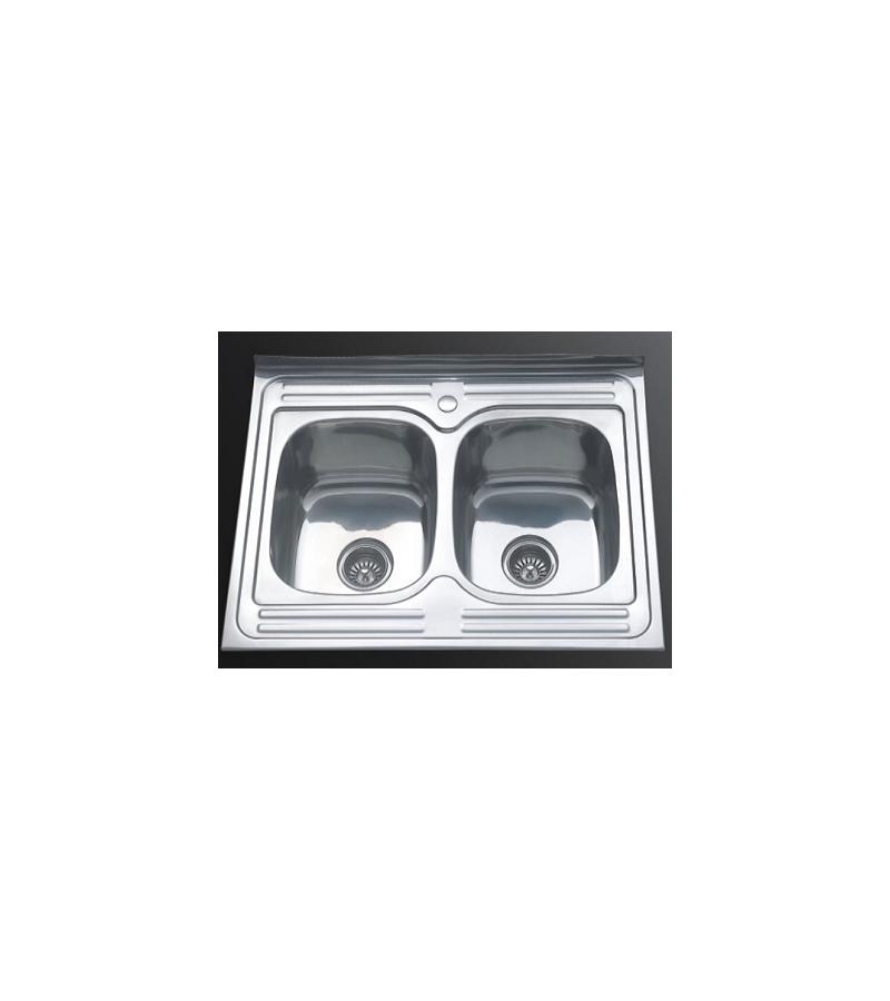 stainless steel Sink 800*600*170mm *0.6mm 2 pcs. with siphon FLD8060D