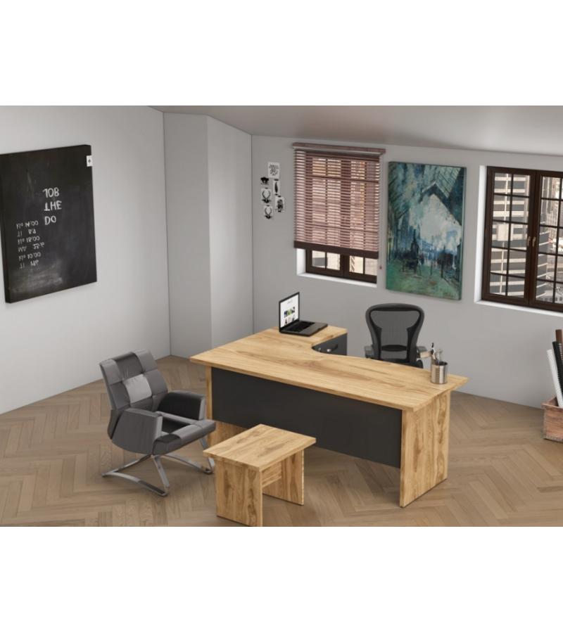 ВЕГА - стол офисный левый 180*130*75 см, коричневый. ЭРКОФИС