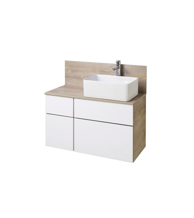 Мебель для ванной комнаты МИШЕЛЬ 100 шкаф, цвет полотенца. Эндгрейн горький. АКВАТОН