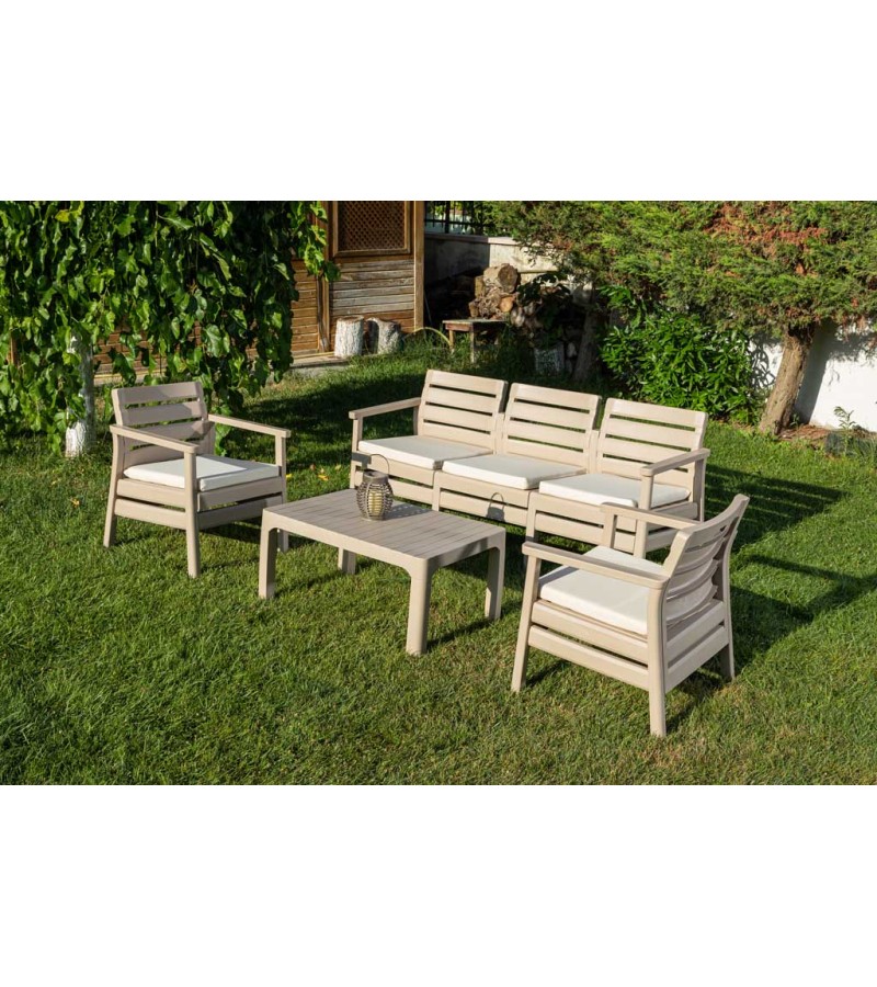 Уличный стол и стулья 3+1 (3 стула; 1 стол) SOLEMARE цвет CREMA SENYAYLA.