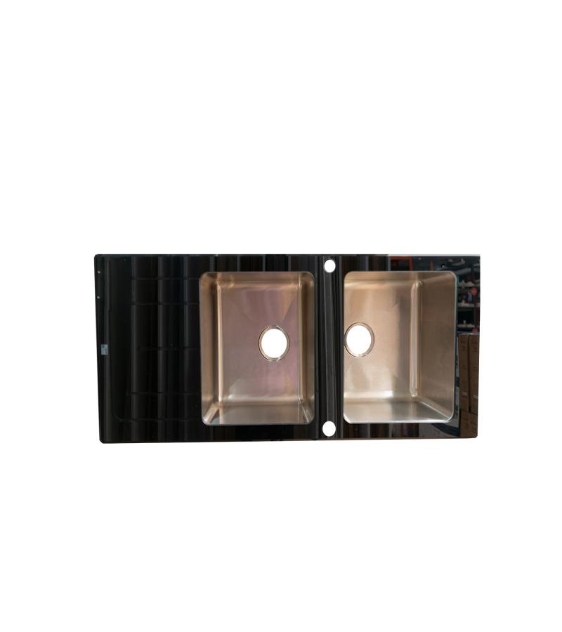 stainless steel Sink 50*116 2 with black glass, siphon AS 86 (ASIL)