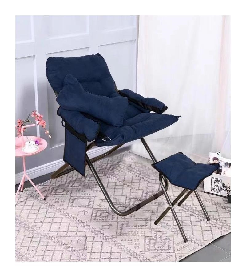 სკამი გასაშლელი  მუქი ლურჯი  / ბალიშით