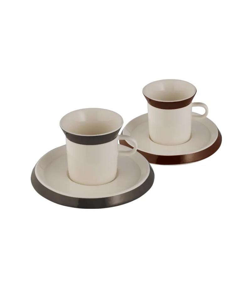 Coffee cup with saucer (6 pcs) ELEGANCE color. BEJ #153.05.05.0815 / 6406BJ Bitter. EMSAN
