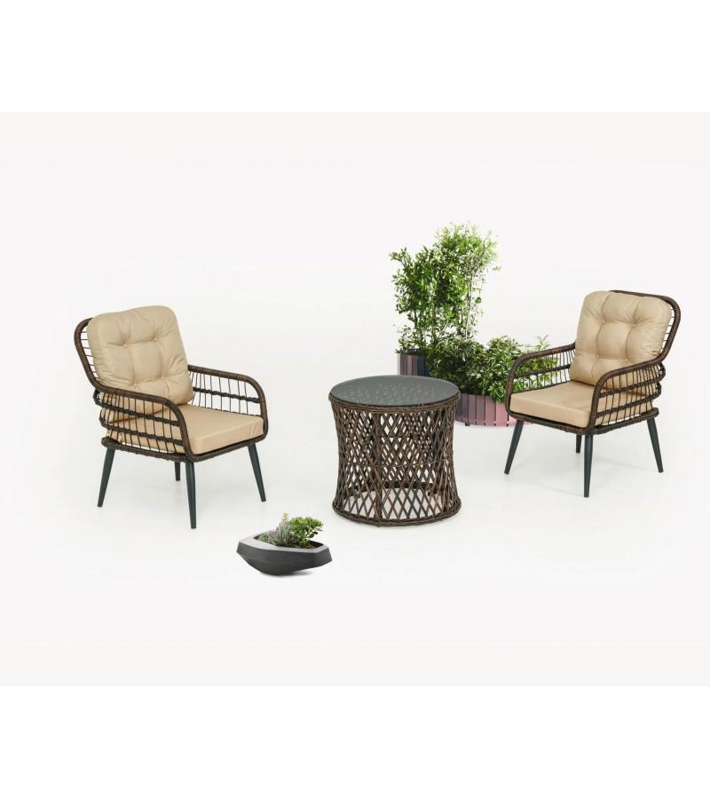 Outdoor table and chairs 2+1 PISA color. KAHVE Bitter. PETEK