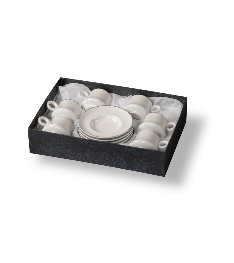 ყავის ფინჯანი თეფშით  (6+6) თეთრი   DX2022-54