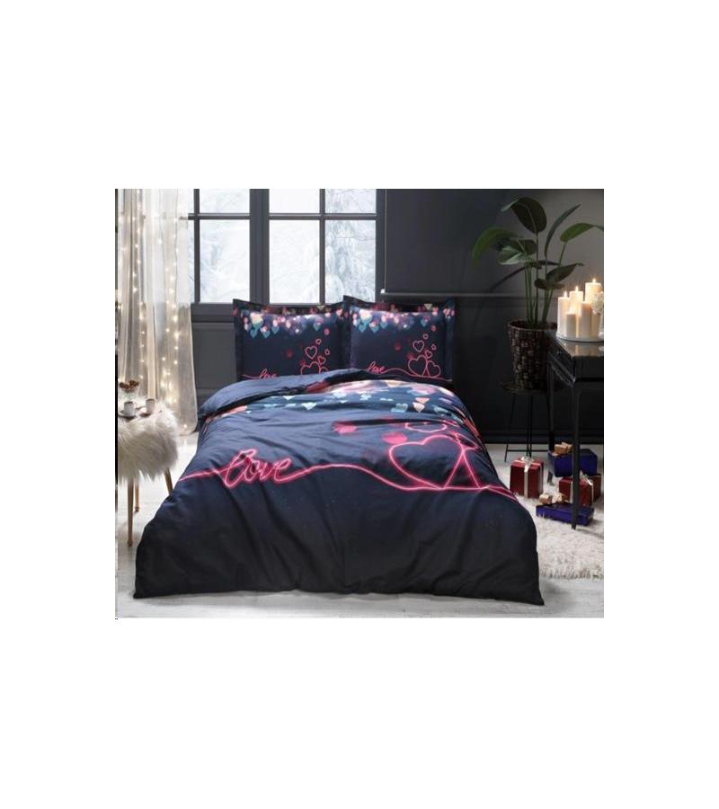 Комплект постельного белья RANFORCE RAIN OF LOVE 2-л. Цвет LACIVERT горький. ОЗДИЛЕК
