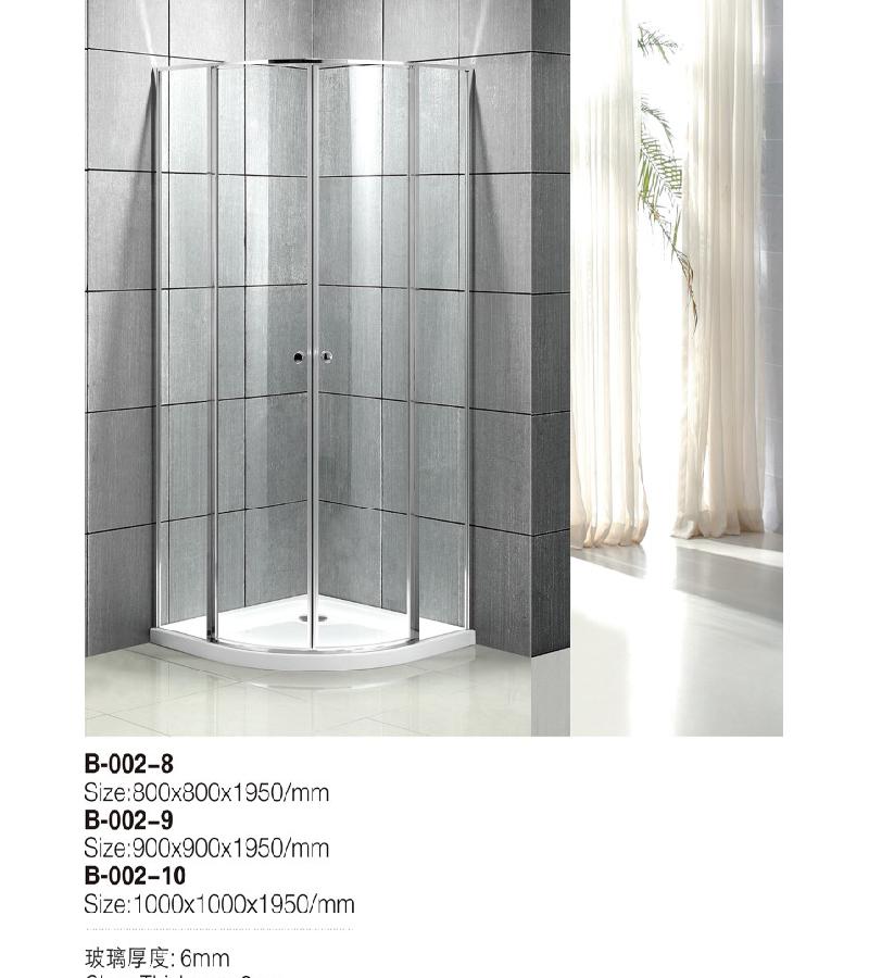 საშხაპე კაბინის მინის კომპლ.  B-002-9  ზომა. 90*90*190 სმ პადონით  Aokelya