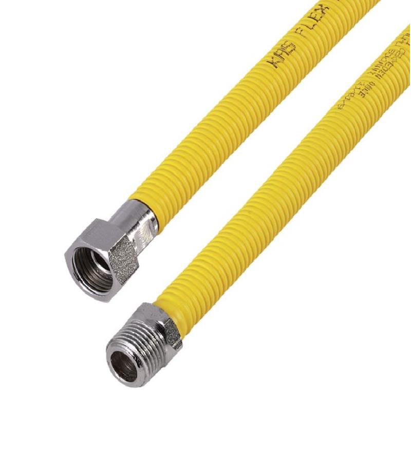 Гофрированная газовая труба. 3/4#039;#039;-3/4#039; с внутренним и внешним винтом 70см желтый # #4220070 KAS