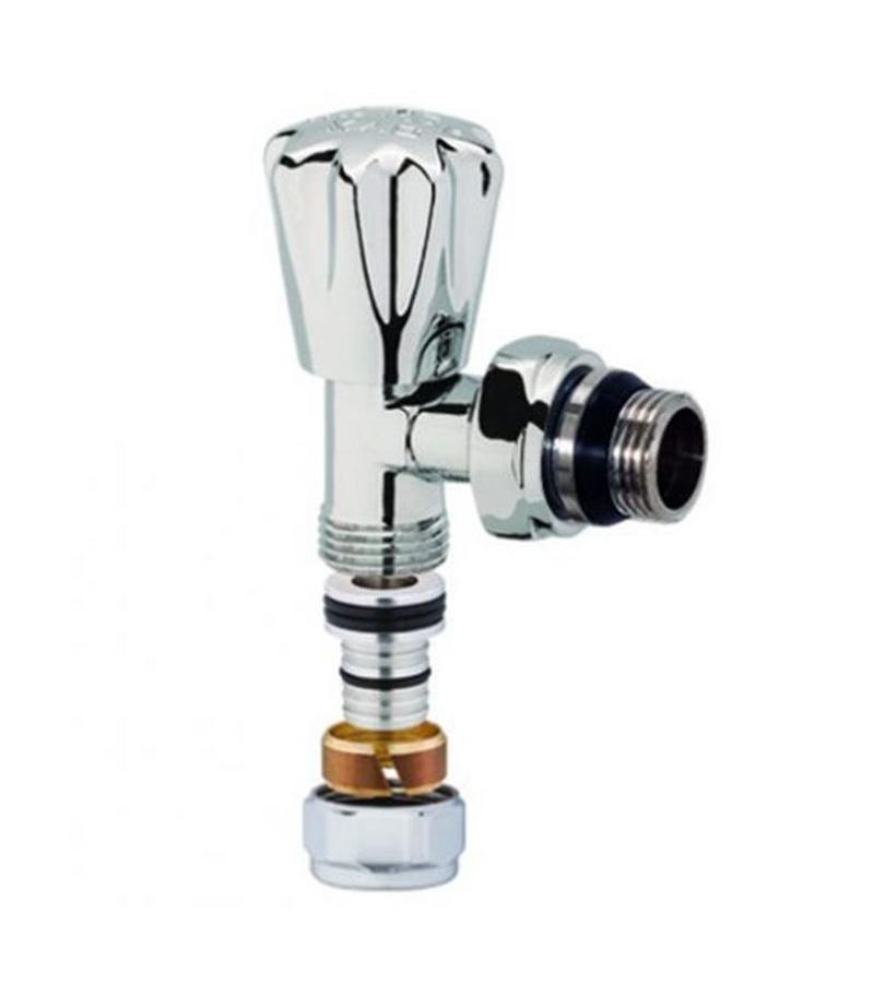 რადიატორის ვინტილი 1/2 კუთხის შუასადებით   PEX-მიერთებით  #0409308 KAS