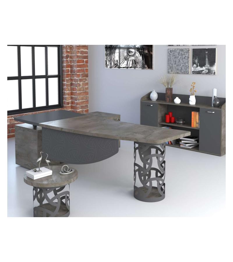 ЭЛИПС - стол офисный правый 240*180*75 см, коричневый. ЭРКОФИС