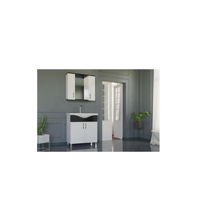 Мебель для ванной комнаты с зеркалом 80 см PALMIYE 80 Parlak Siyah