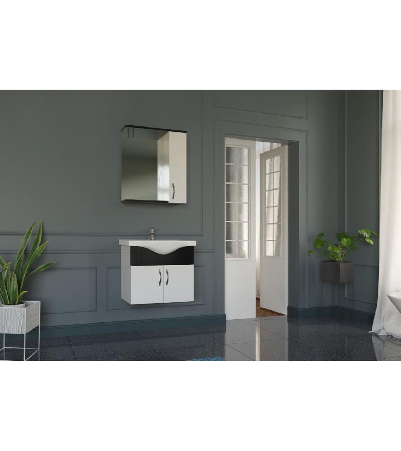 Мебель для ванной комнаты с зеркалом 65 см YASEMIN 65 Parlak Siyah