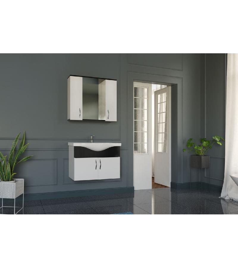 Мебель для ванной комнаты с зеркалом 80 см YASEMIN 80 Parlak Siyah