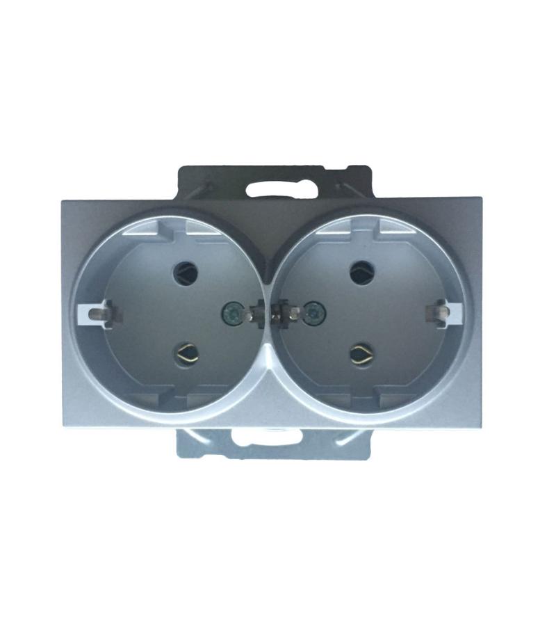 როზეტის მექანიზმი 2-ნი დამიწებით  KARRE PLUS  SILVER   WKTT02052SL-EU1  Panasonic