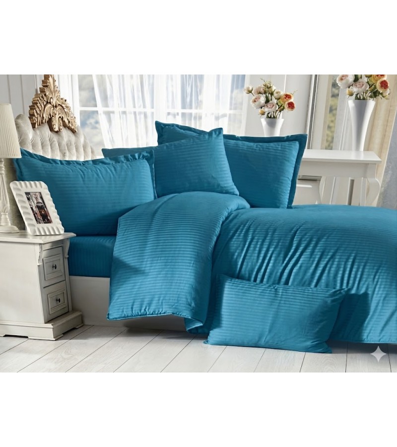 Bed linen set single bed blue #016 CIZGILI SATEN Bitter ERTUNA TEXTIL