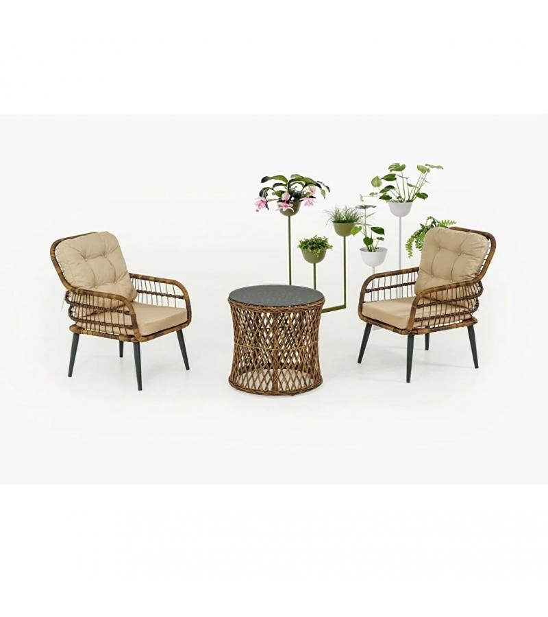 Outdoor table and chairs 2+1 PISA color. ACIK KAHVE BITTER. PETEK