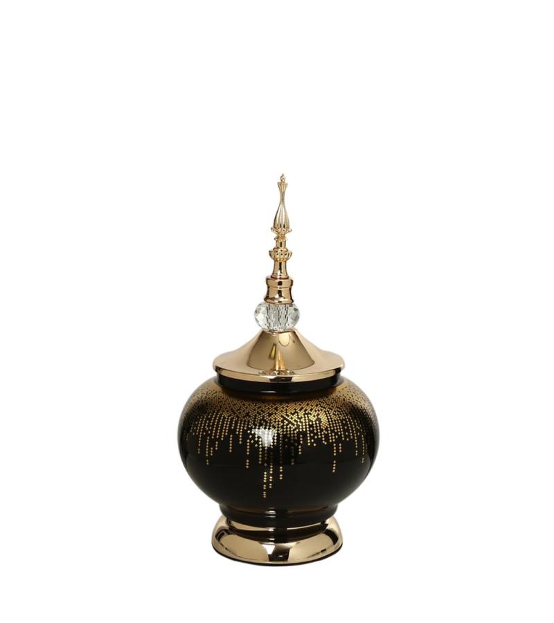 დეკორაცია  AK.JE0019  ვაზა თავსახურით  GOLD  30 სმ     მწარ. EVDEMA