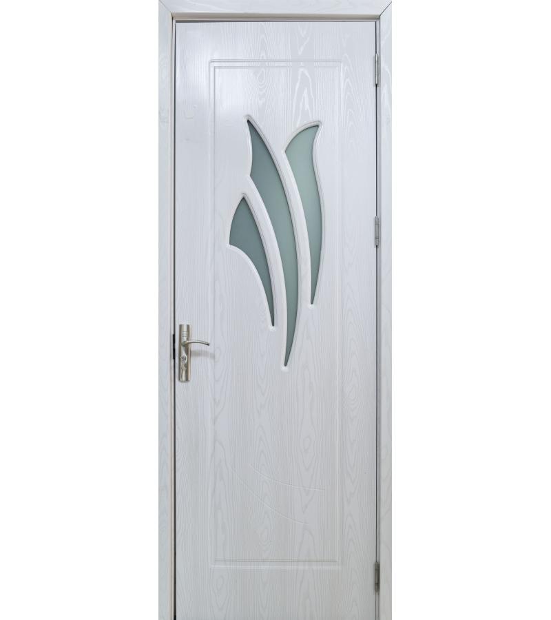 Door with glass KM-701 size 215*70*4 color Pearl White (AKC-021)