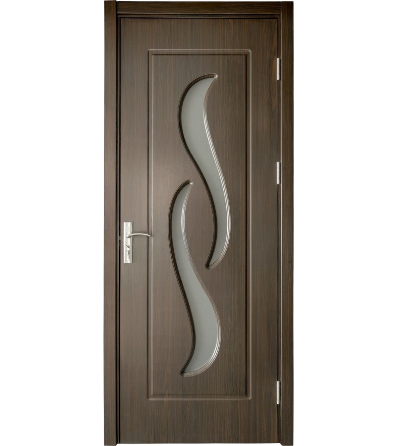 კარი მინით  NEW-01 ზომა  215*80*4 ფერი Walnut (7-5)