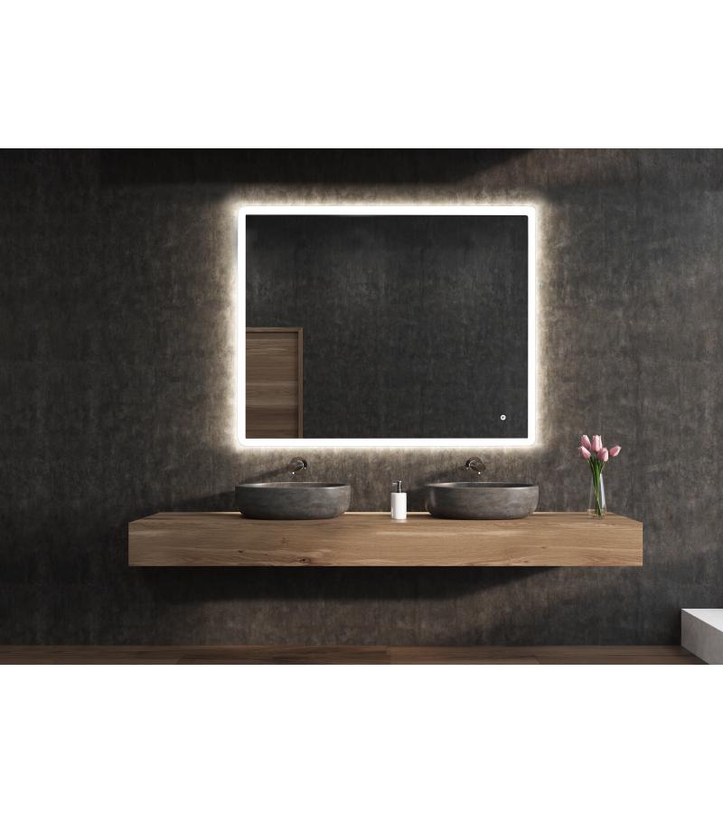 Mirror with LED lighting ASTRO 100x80 cm with sensor, anti-steam surface, black. Xpertials