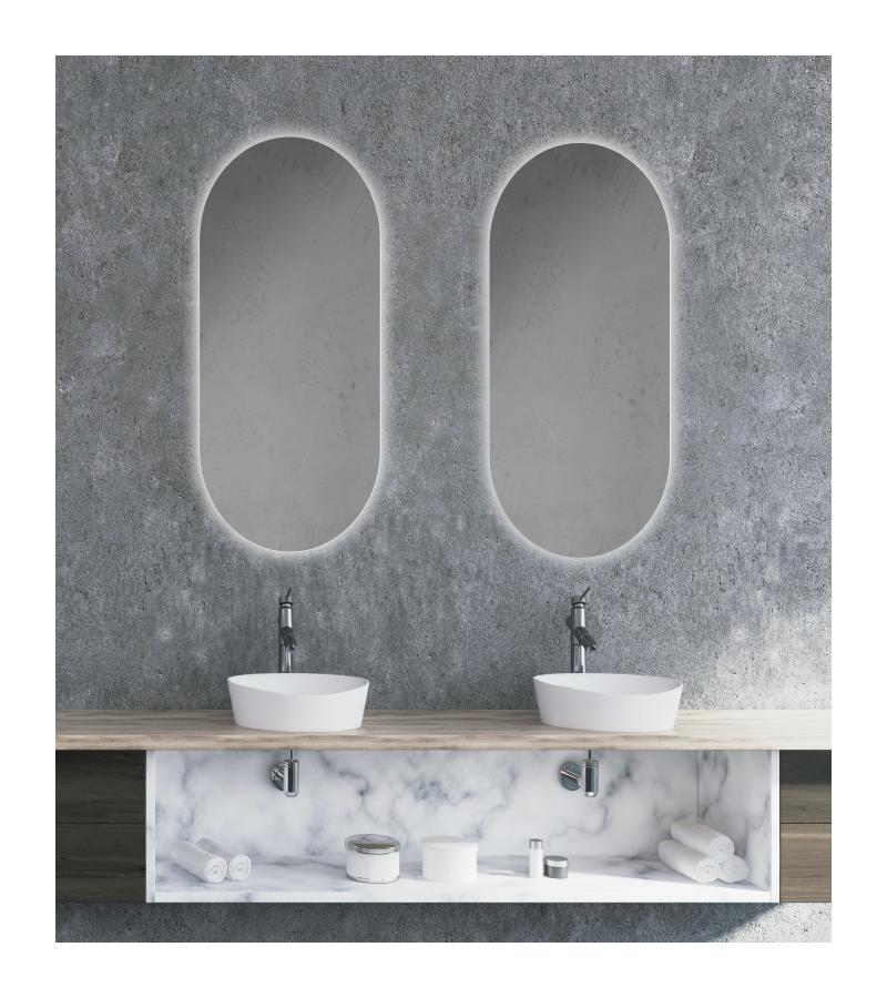Mirror with LED lighting CAPSULA 45x90 cm with sensor, black. Xpertials