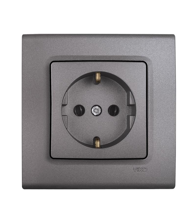 როზეტი დამიწებით  LINNERA GRANIT GRISI  #90402008-MD  VIKO by Panasonic