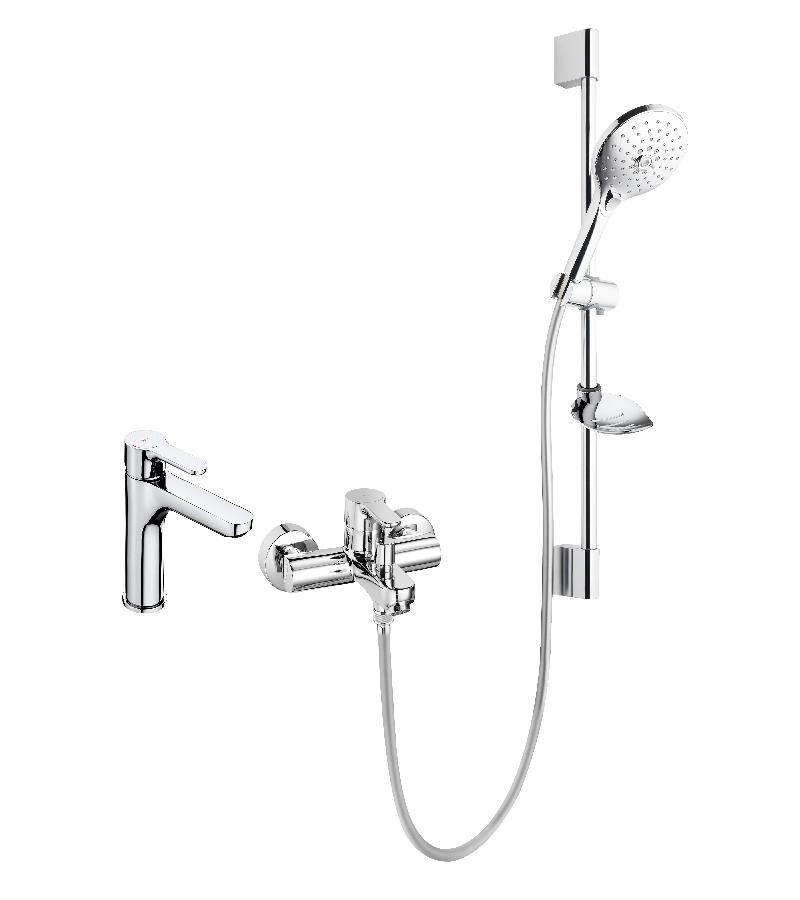 შემრევი აბაზანის  L20  კედლიდან, დუშის კომპლექტით  (3ცალი)  #A5DA509C0K     მწარ.  ROCA 